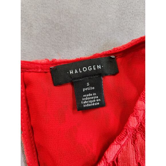 Halogen Floral Top Womens Size Small Petite SP Red Peplum Nordstroms New NWT - Picture 2 of 13